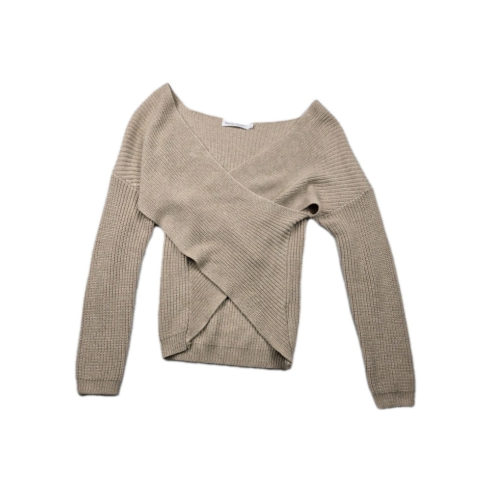 White Closet Tan Brown‎ Wrap Sweater Fitted Size Large L